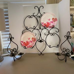 Plate holder and matching wall sconce